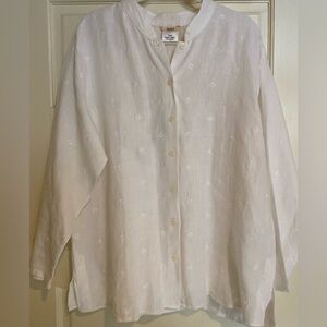 Irish Linen Lagenlook Tunic with Embroidered Shamrocks Made in Ireland Size 1X